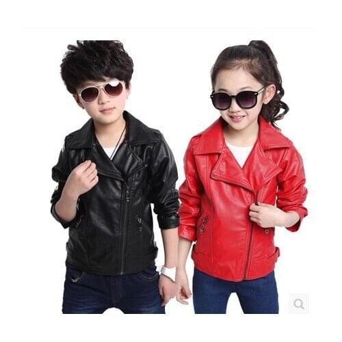 New Spring Autumn Winter Boys Jackets Girls Outwear Fashion Children PU Leather Kids Jackets Girls Coats Jackets