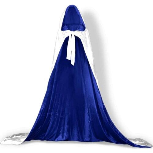 Halloween hooded cloak velvet medieval costume cosplay wedding cloak robe long bridal dress wrap white winter warmth