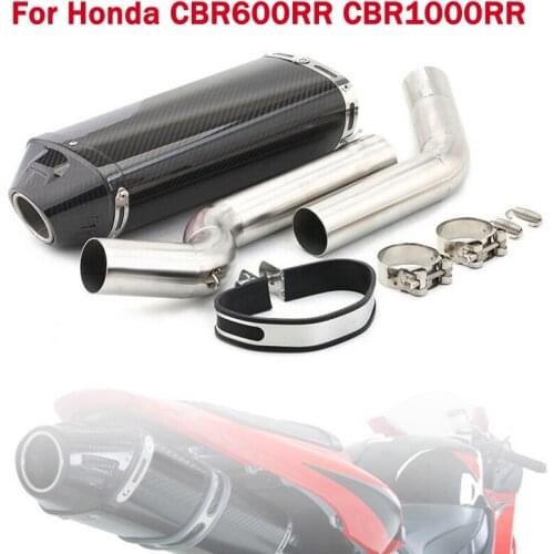 Slip On Connecting Link Pipe Middle Section Carbon Fiber Exhaust Tips Muffler for Honda CBR600RR 2003-2019 / CBR1000RR 2004-2007