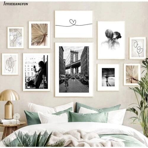 Abstract Line Figure Poster Wall Art Canvas Print Painting Minimalist Retro Black and White Home Decor Bedroom Backdrop Pictures