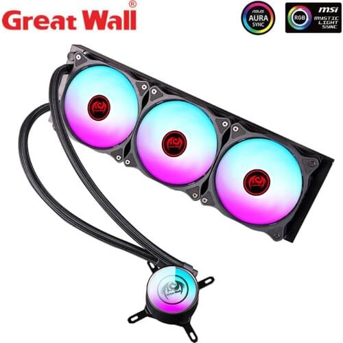 Great Wall RGB CPU Liquid Cooler 360 Aura Sync 120mm Fan Cooling For LGA 2011 2066 1151 AM4 AM3+ ARGB Cooler CPU Water Cooling