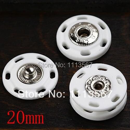Wholesale 50 set White Metal + Plastic White Snap Press Button Sewing On 20mm Sewing sewing Accessories NK4