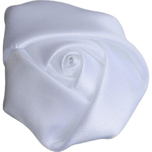 Wholesale 100piece/lot Diameter 5cm White Satin Rose Ribbon Flowers For Make Bridal Bridesmaid Wedding Bouquet Decoration