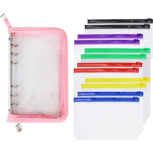 6 Ring Binder, With Zipper, PVC Notebook Cover Binder, Zipper Loose-Leaf Notebook, Suitable For A6 Filling Paper