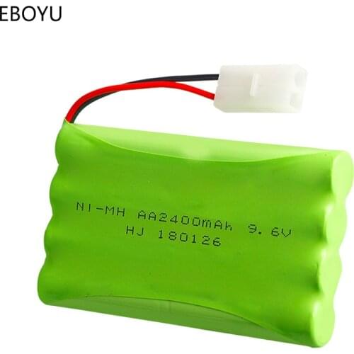 EBOYU 9.6V 2400mAh Ni-MH Rechargeable AA Battery Pack KET 2P Plug for RC Car and Other Similar Remote Control Toys