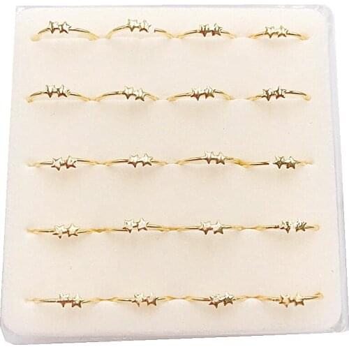 Sterling silver nose ring double star body piercing jewelry fashion simple earrings hoop nose studs plated gold