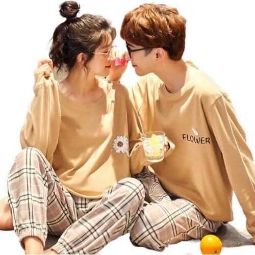 Couple Pajama Set Summer Male Cotton Short Sleeved Men And Women Sleepwear Pijama Casual Lover Home Wear