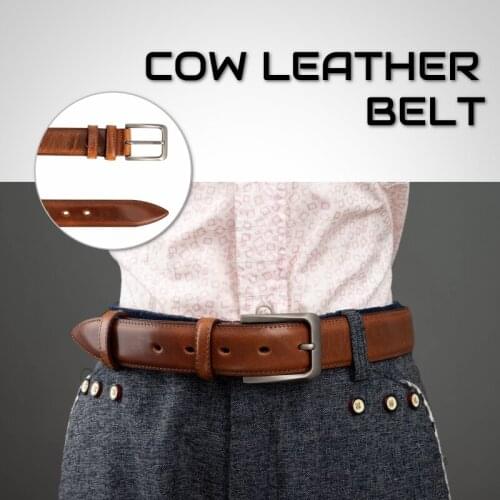 New cow Leather Cowhide Males Belt Fashion Metal Alloy Pin Buckle Adult Luxury Brand Jeans Business Casual Waist Male Strap