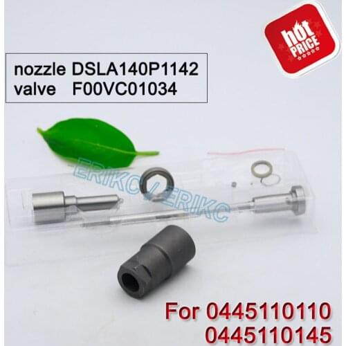 ERIKC Repair Kits F00ZC99032 Car Spare Parts Diesel Nozzle DSLA140P1142 Valve F00VC01034 For Bosch Injector 0445110110 Renault