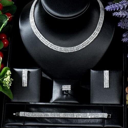 Sederyla Luxury Cubic Zirconia Bridal Jewelry sets for Women Indian Nigerian Necklace Earrings Party Wedding Dress Accessories