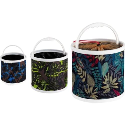 Car Storage Foldable Bucket Thickened Canvas Multifunctional Water Bucket with Anti-jumping Net For Outdoor Camping Bucket