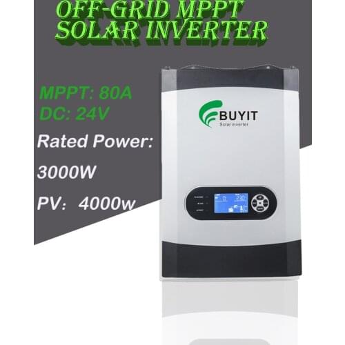 3000W pure sine wave Solar Inverter 24V MPPT solar controller 80A+AC charger work without battery