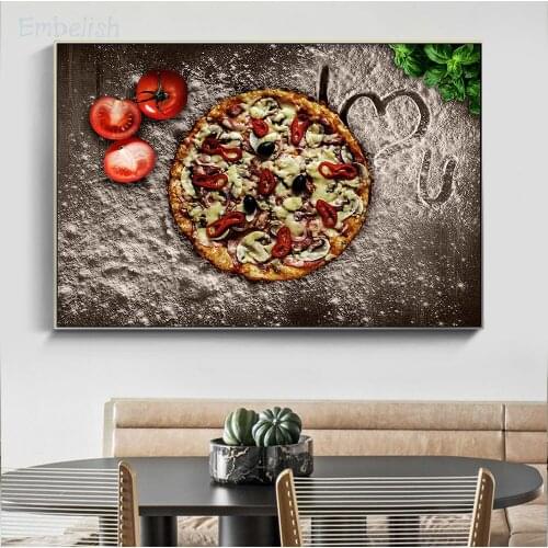Embelish 1 Pieces Big I Love U Pizza Wall Art Pictures For Kitchen Decor Home Decor HD Canvas Paintings For Living Room Posters