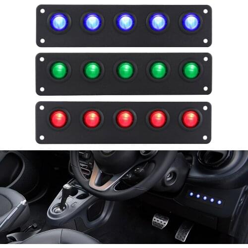 Waterproof 5 Gang ON-Off Button Toggle Rocker Switch Panel Circuit Breakers Marine Boat LED Switch Panel Car 12v 24V