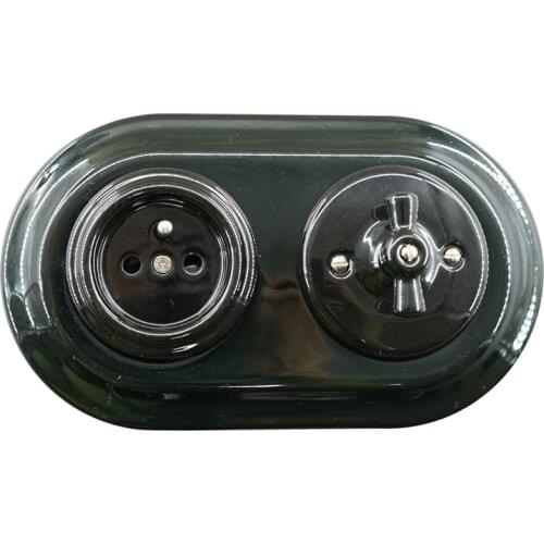 Flush-mounted Double Wall Switch and Socket Porcelain Frames 2 items