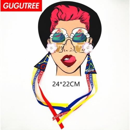 GUGUTREE embroidery big printing patches belle big patches badge patch Applique Patch for Coat,T-Shirt,hat,bags,Sweater,backpack