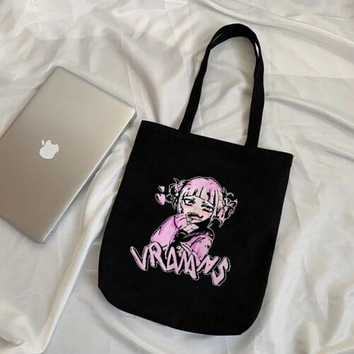 Japanese anime y2k female bag Harajuku gothic canvas bag Kawaii cartoon large capacity shopper bag casual fashion shoulder bag