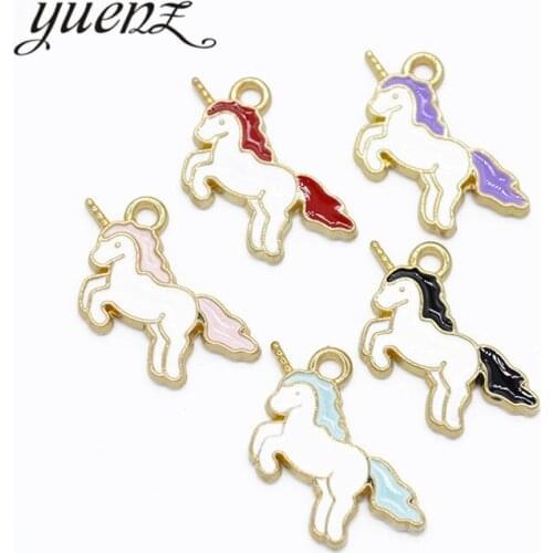 YuenZ 10 pcs KC gold colour animal unicorn Enamel Charm Fit Bracelets Necklace DIY Jewelry Findings 18*15mm W87
