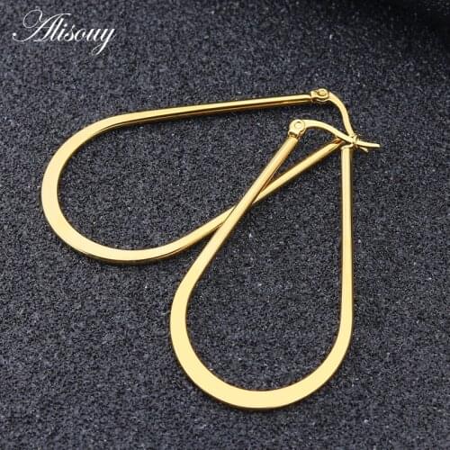 Alisouy 1 pair Sexy Oversized Rose Gold/ color/Black Big oval Hoop Earrings lady Earrings Women Girls earring 20/30/40/50/60CM