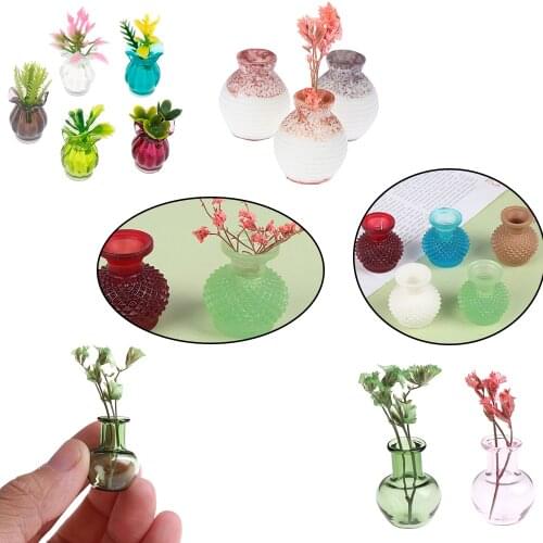 1/12 Dollhouse Furniture Miniatures Blue Glass Jug Glass Pot Vase 1/12 Scale Doll House Living Room Decoration