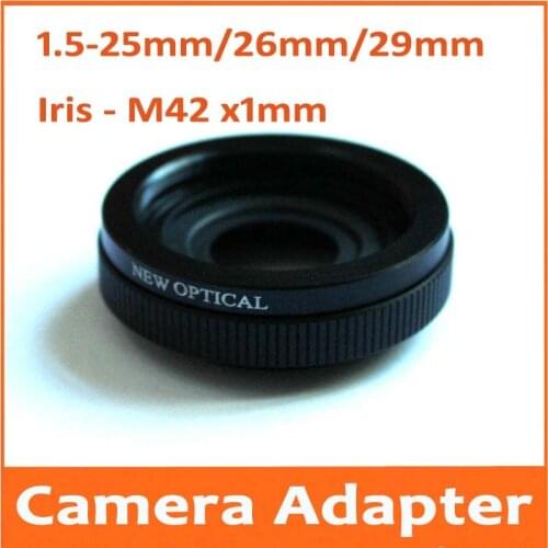 1.5-25mm/26mm/29mm M42 x1 Adjustable Metal Iris Diaphragm Aperture Condenser Camera lens Adapter with M42 x1mm Thread Casing