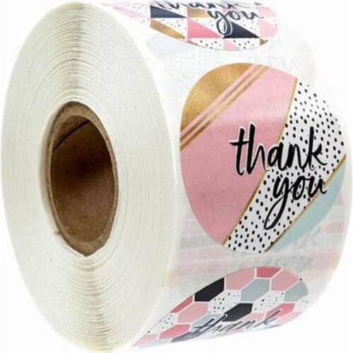 1 Inch/1.5 Inch 50 rolls Round Pink Thank You Stickers Bicycle Sticker Each roll has 8 different designs