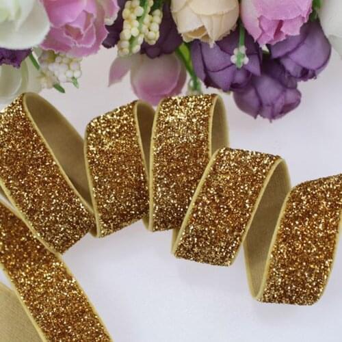 5/8 glitter elastic, 50yards frosted glitter elastic, 16mm metallic velvet webbing headband hairbows