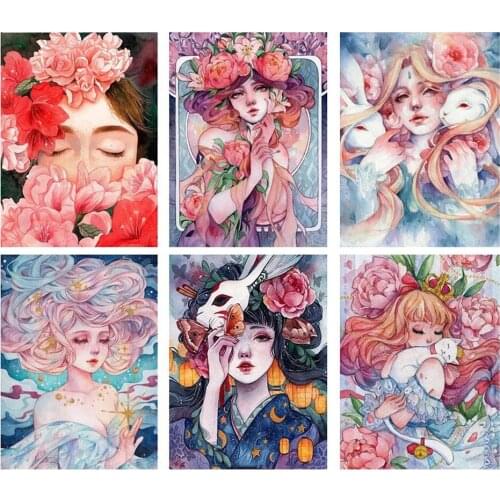 5D diamond painting cartoon comic diamond embroidery adult girl portrait cross stitch kit mosaic picture home decoration art