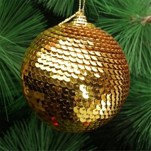 8cm Christmas Tree Balls Decoration Sequin Glitter Baubles Balls Xmas Tree Ornament Decoration Christmas Balls Big Size #50g