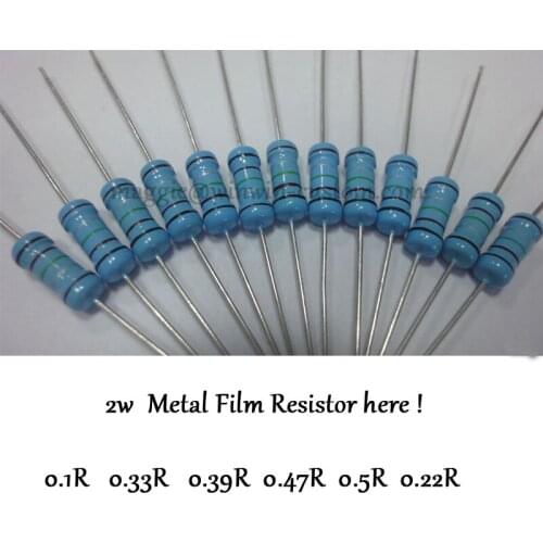 Free Shipping 200pcs 0.1R 2W DIP Resistors Colored ring 2W 0.1ohm 1% Metal Film Resistor other value pls check page