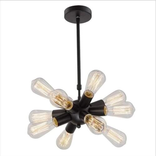 10 Lights Black Chandelier Modern Loft Retro Ceiling Chandeliers Lighting Wrought Iron Industrial Light Restaurant Living Room