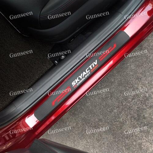 For Mazda CX-30 3 6 5 CX 30 CX-5 CX5 CX30 Car Door sill Pedal Accessories styling Carbon Fibre Texture Leather PU Auto Sticker