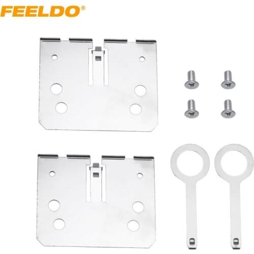 FEELDO 1Set 2DIN ISO Car Head Unit Installation Bracket Fix Screws With Remove Keys