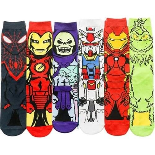 Cool Marvel Spiderman Ironman Women Man Long Socks Anime New Mans Knee-High Cosplay Calf Sock Adult Hip Hop Personality Socks