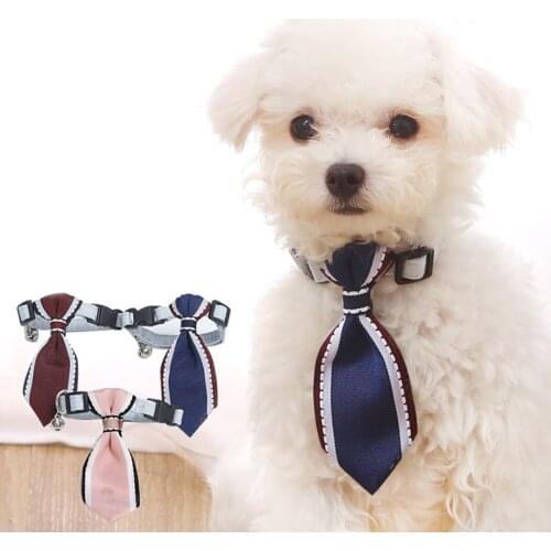 4Pc Pet Collars Adjustable Bell Cotton Striped Pet Neckties Cat Collars Set Cat Bow Tie Animal Bowtie Collar For Party Wedding