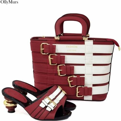 Orange Color Rhinestone African Woman Shoes And Bag Set 2019 Summer Elegant High Heels Shoes And Bag Set For Party Dress