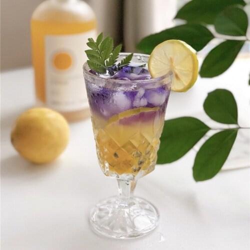 Korean Juice Glass Cup Cold Drink Goblet Ice Cream Red Wine Glass Restaurant Decoration Embossed Cup Canecas Drinking Glasses