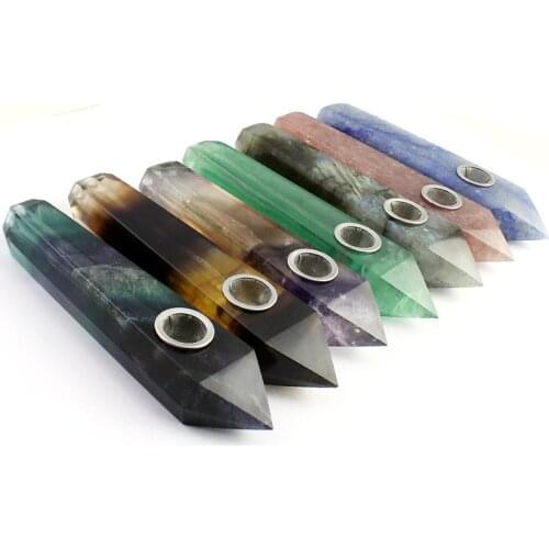 1pcs Natural Quartz Crystal Labradorite Stone Smoking Pipe to Heal Crystal Stone Tobacco Pipe