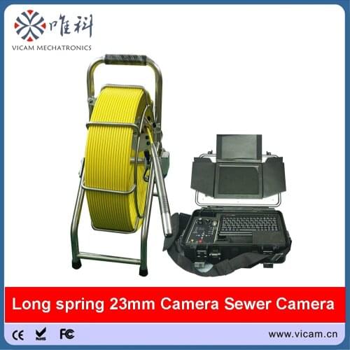 Vicam mechatronics sewer camera 23mm waterproof camera head pipe camera push rod cable with 60 meters length rigid cable