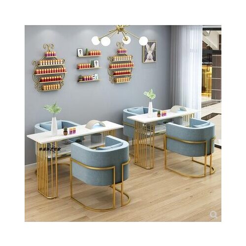 Nail shop decoration net red table and chair set ins Nordic marble modern single double manicure table economic type