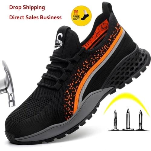 New Breathable Safety Shoes Men Women Work Boots Steel Toe Shoes Work Safety Boots Puncture Proof Work Sneakers Men Work Shoes