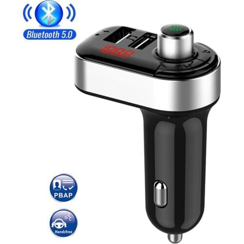 New Car Bluetooth 5.0 FM Transmitter Wireless Handsfree Audio Receiver Auto MP3 Player 5V/3.1A Dual USB Fast Charger