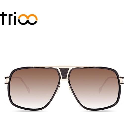TRIOO High Quality Sunglasses Men Brand Designer Pilot Gold Sun Glasses For Men Metal UV400 Cool Big Oversized Male Shades