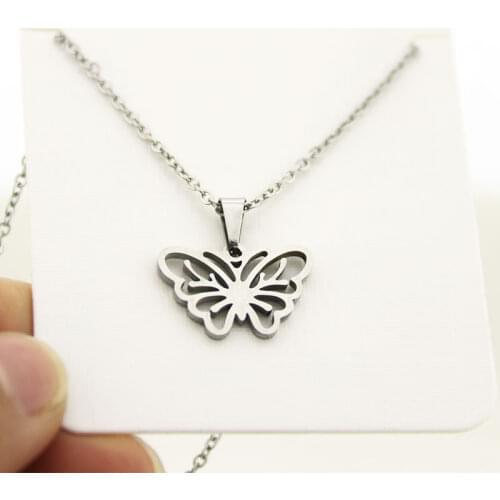 1pc Cute Bugs Stainless Steel Necklace Little Butterfly Pendants Necklaces Women Girls Lady Fashion Jewelry Accessories