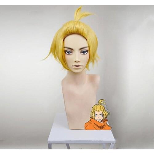 Anime Fire Force Enen no Shouboutai Costume Arthur Boyle Cosplay Wigs Heat Resistant Synthetic Hair Golden Styled + Wig Cap