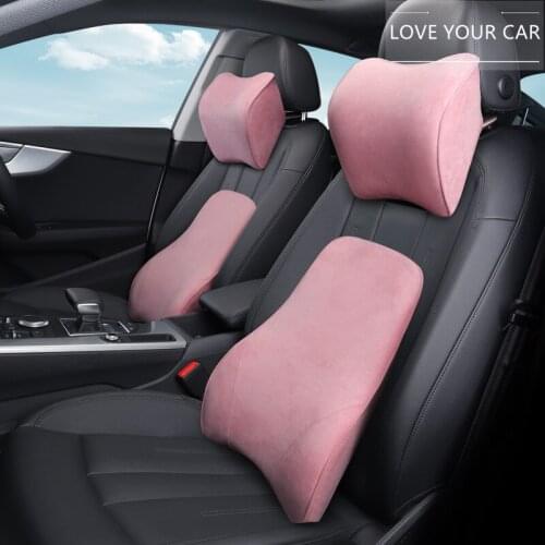 Lumbar Support cushion for Car Seat Office Chair Pink Women Cute Memory Cotton Automotive Products Solid Color Auto Accessory