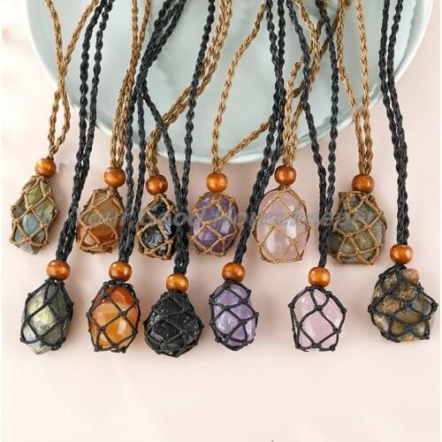 Empty Stone Holder Crystal Necklace Rope Cord Stone Necklace Jewelry DIY Gift