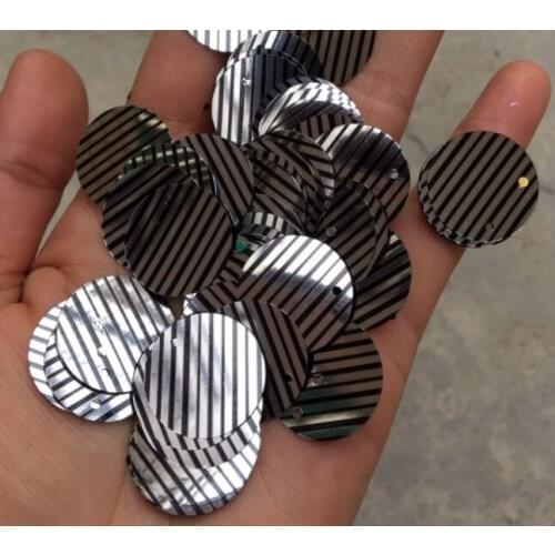 Sewing supplies 30 mm circular edge hole silver-black striped beads DIY flat sequins performance sequins