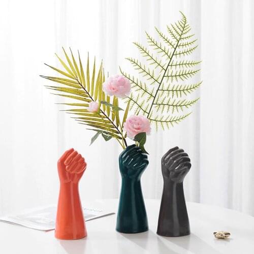 Modern Hand Ceramic Vase+Simulation Flower Ornaments Dining Table Furnishing Decoration Home Livingroom Desktop Figurines Crafts