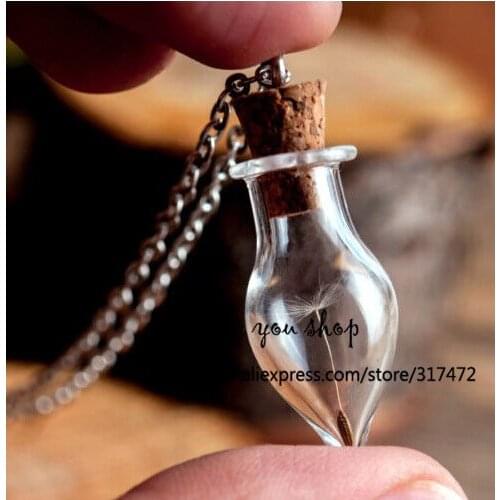 Glass Vial pendant Glass wish bottle cork locket & Wooden cork &Eye Bolts Needle DIY jewelry findings